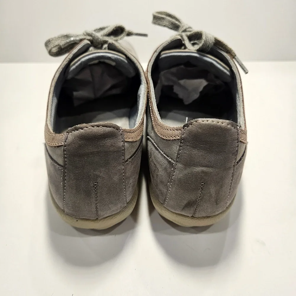 Naot Avena Grey Nubuck Leather Lace Up Walking Shoes Womens 39 Metallic Trim 8